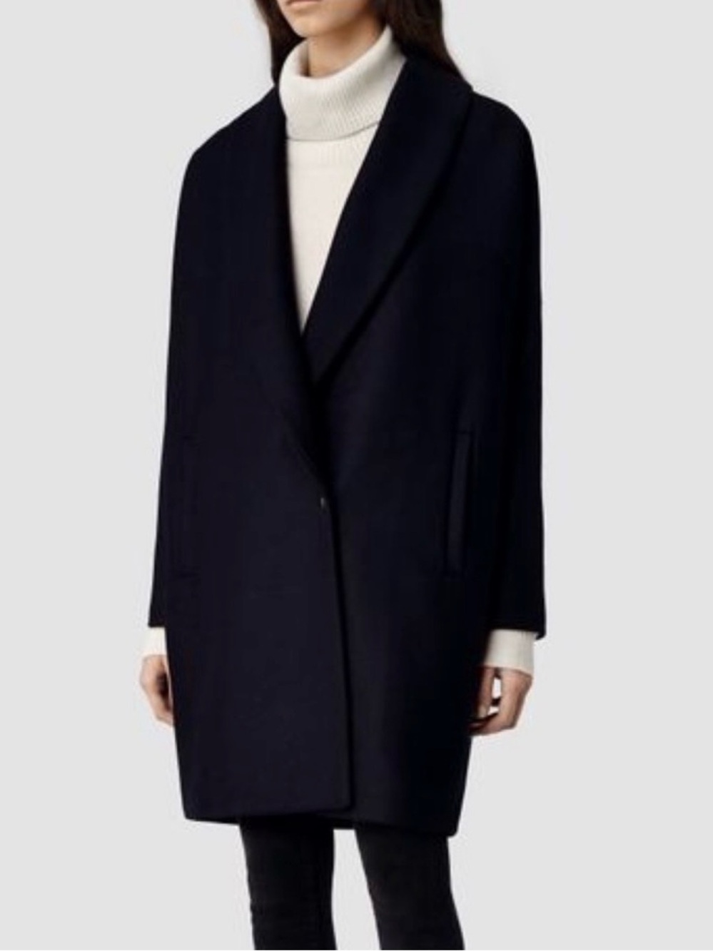 All Saints Klein black wool oversized coat - Picture 2 of 8